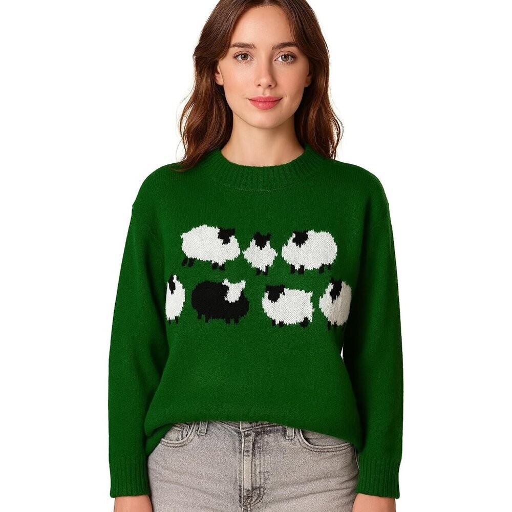 Women's Black Sheep Sweater Cosplay Halloween Christmas Pullover Large